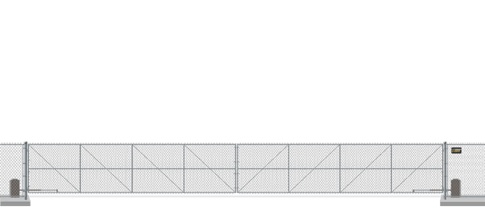 Automated chain link swing gate in closed position
