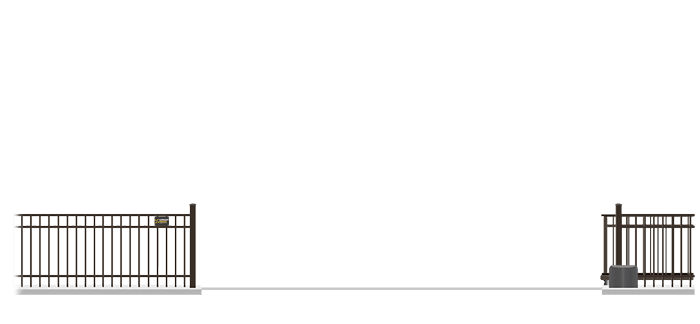 Automated Metal V-Track gate  in open position