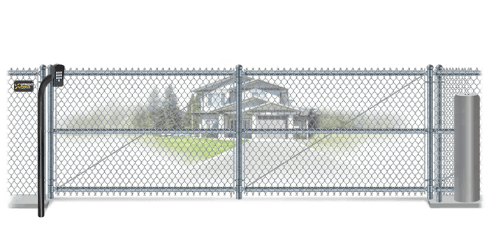 Chain Link sliding estate gate in closed position