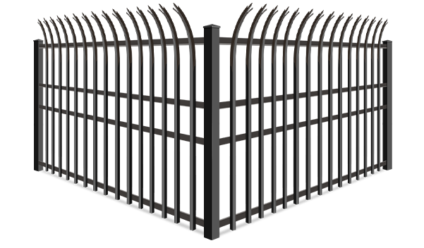 Curved Trident wrought iron fence company in Westland Michigan