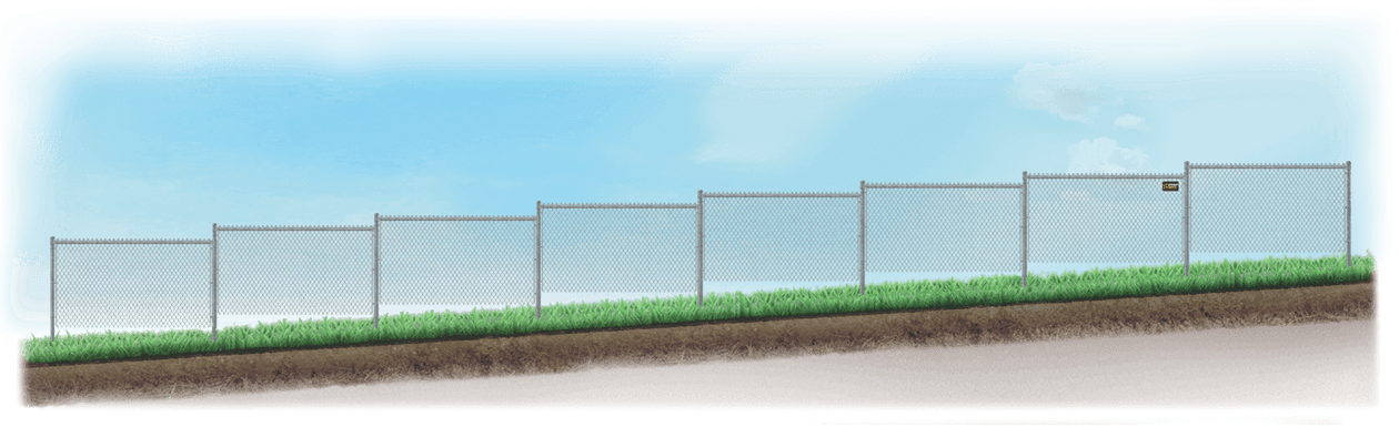 Stepped Chain Link fence on uneven ground